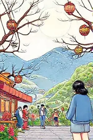 韩国漫画《春天等你下班》封面为傍晚写字楼门口的两个人影